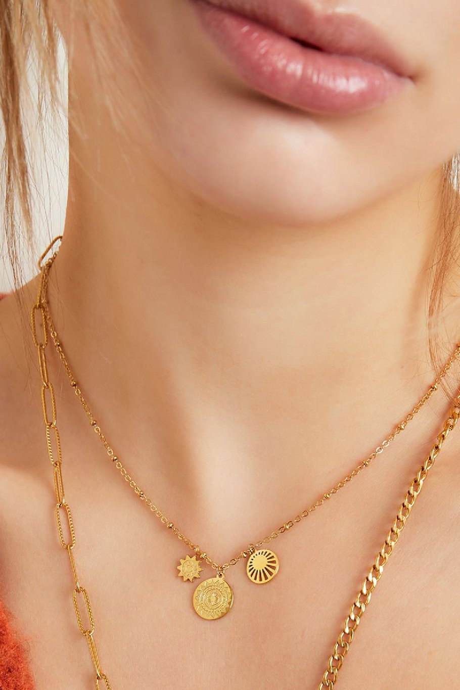 Necklace solar Gold Color Stainless Steel Picture4